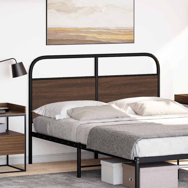 vidaXL Hodegavl brun eik 120 cm stål og konstruert tre