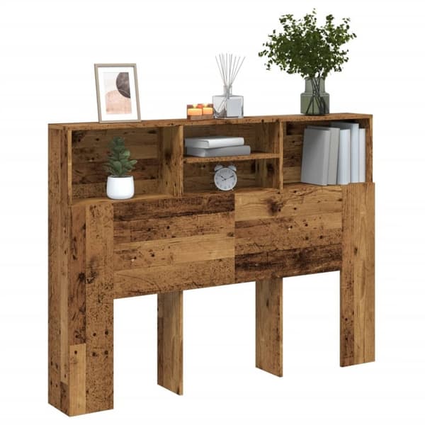vidaXL sengegavl m. opbevaring 140x19x103,5 cm antikt trælook