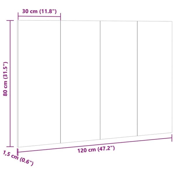 vidaXL sengegærde 120x1,5x80 cm konstrueret træ kunsteg