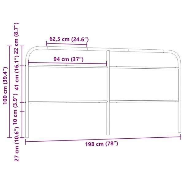 vidaXL Sängynpääty savutammi 190 cm teräs ja tekninen puu