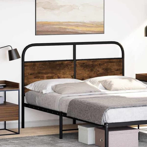 vidaXL Sängynpääty savutammi 140 cm teräs ja tekninen puu