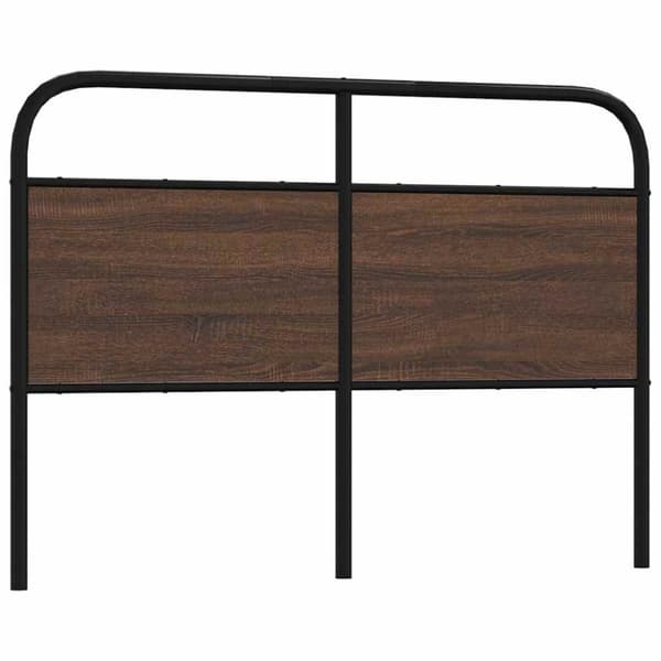 vidaXL Sängynpääty ruskea tammi 120 cm teräs ja tekninen puu