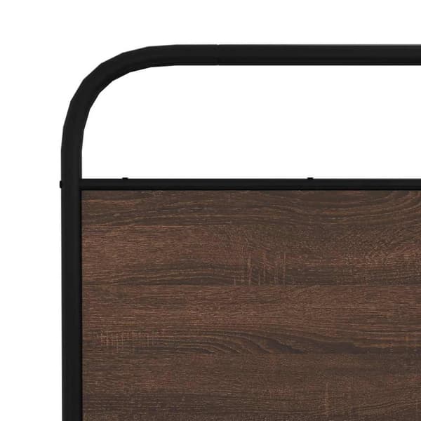 vidaXL Sängynpääty ruskea tammi 150 cm teräs ja tekninen puu