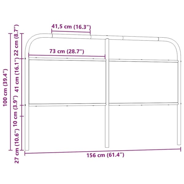 vidaXL Sängynpääty ruskea tammi 150 cm teräs ja tekninen puu