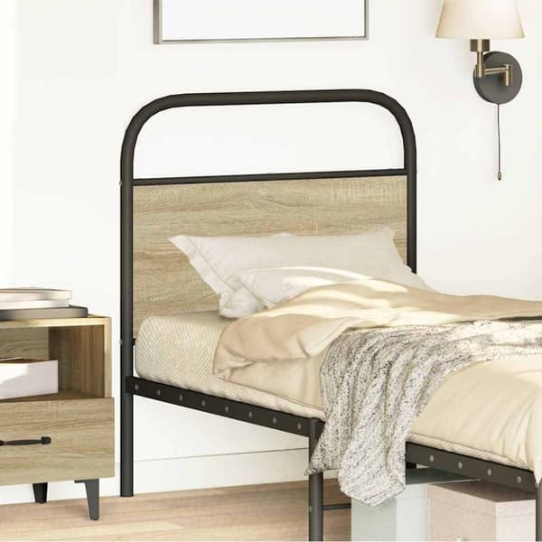 vidaXL sengegavl 80 cm stål og konstrueret træ sonoma-eg