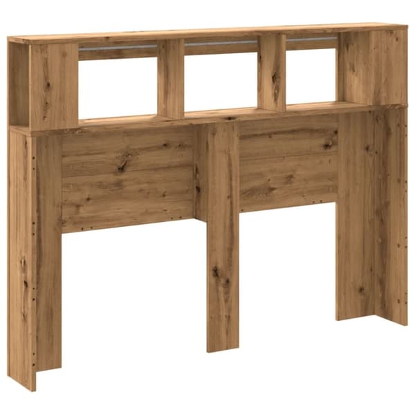 vidaXL Sengegavl med LED artisan eik 140x18,5x103,5 cm konstruert tre