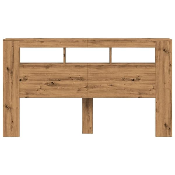 vidaXL Sängynpääty LED-valoilla artesaani tammi 180x18,5x103,5 cm puu