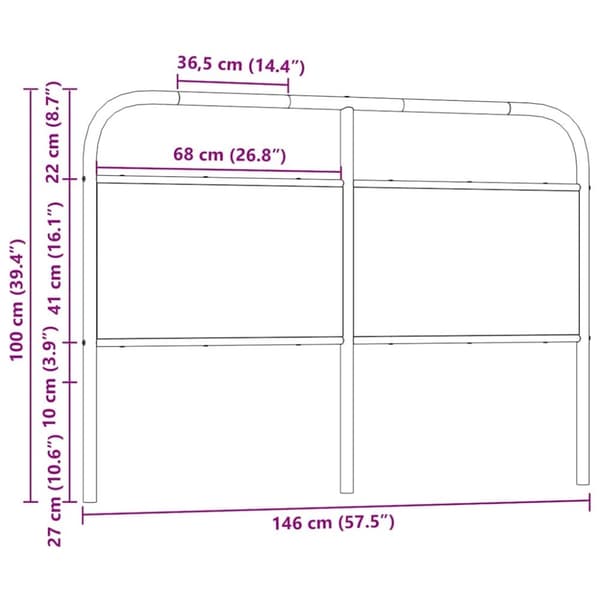 vidaXL sengegavl 140 cm stål og konstrueret træ sonoma-eg