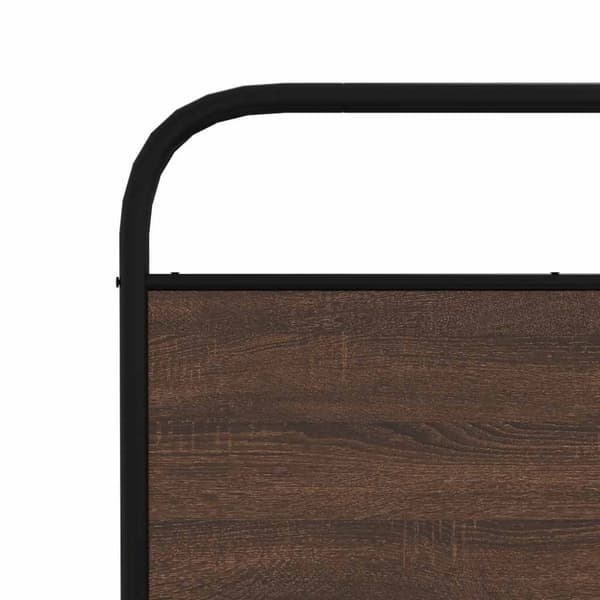 vidaXL Sängynpääty ruskea tammi 200 cm teräs ja tekninen puu