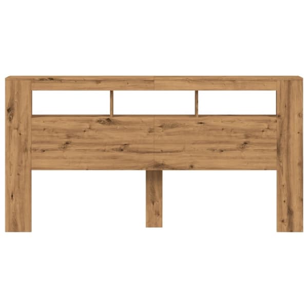 vidaXL sengegavl m. LED-lys 200x18,5x103,5 cm konstrueret træ kunsteg