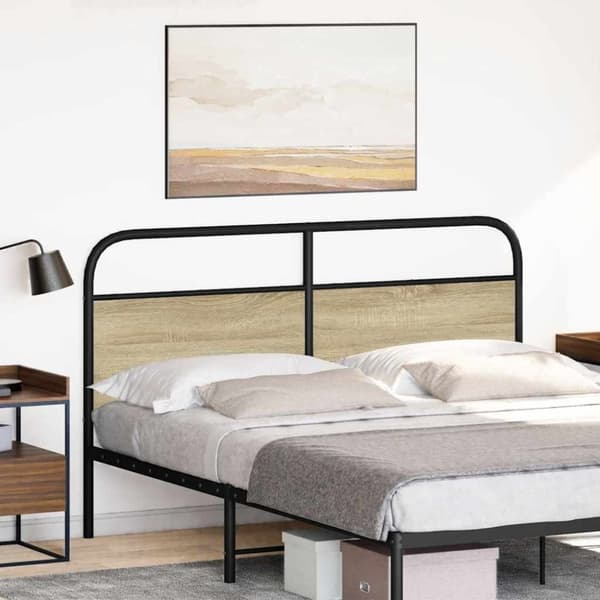 vidaXL Sänggavel sonoma-ek 160 cm konstruerat trä och stål