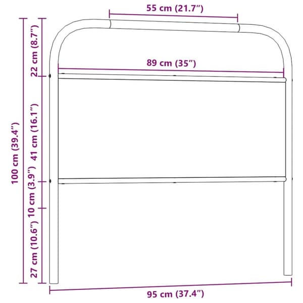 vidaXL Sängynpääty ruskea tammi 90 cm teräs ja tekninen puu
