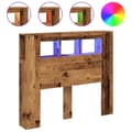 Miniatyrbilde 3 av 11: vidaXL Sengegavl med LED gammelt tre 120x18,5x103,5 cm konstruert tre