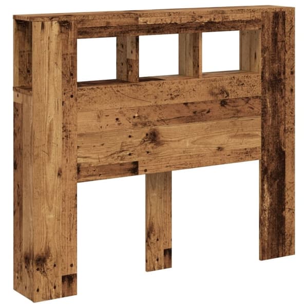 vidaXL Sengegavl med LED gammelt tre 120x18,5x103,5 cm konstruert tre