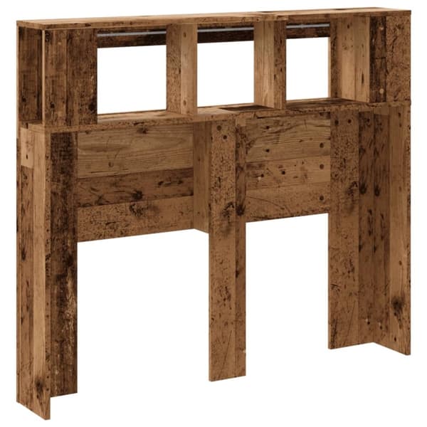 vidaXL Sengegavl med LED gammelt tre 120x18,5x103,5 cm konstruert tre