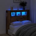 Miniatyrbilde 2 av 11: vidaXL Sengegavl med LED gammelt tre 120x18,5x103,5 cm konstruert tre