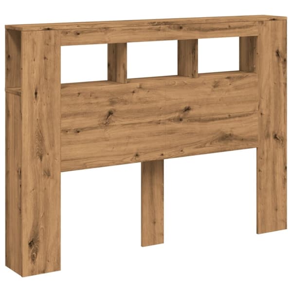 vidaXL sengegavl m. LED-lys 140x18,5x103,5 cm konstrueret træ kunsteg