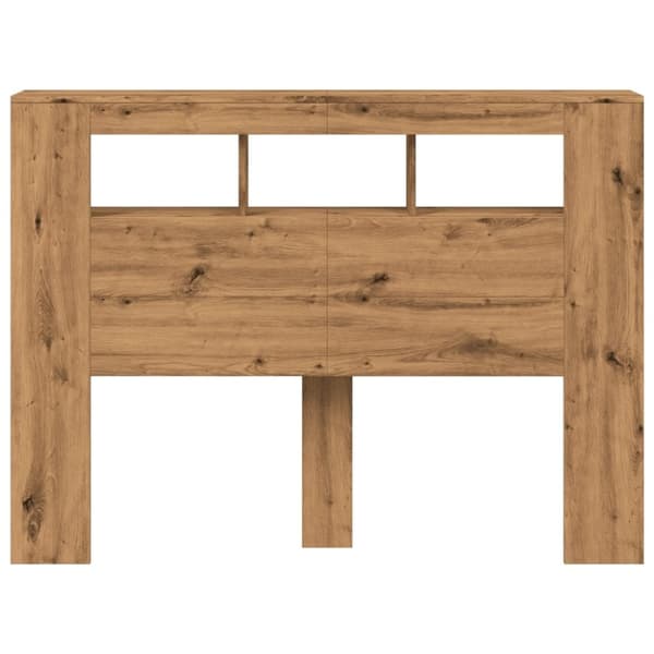 vidaXL sengegavl m. LED-lys 140x18,5x103,5 cm konstrueret træ kunsteg