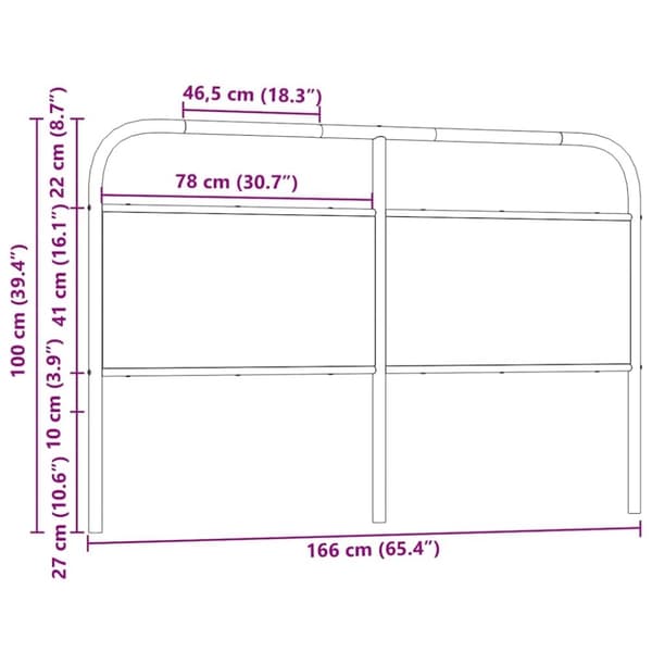 vidaXL Sängynpääty savutammi 160 cm teräs ja tekninen puu