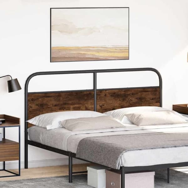 vidaXL Sängynpääty savutammi 160 cm teräs ja tekninen puu