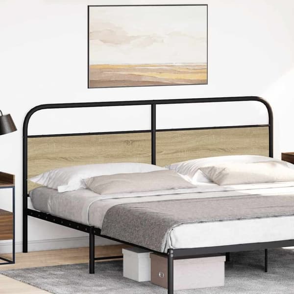 vidaXL Sängynpääty Sonoma-tammi 190 cm teräs ja tekninen puu