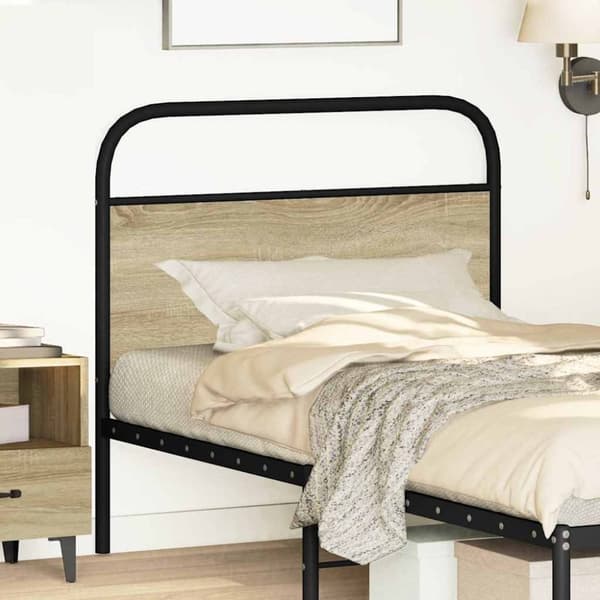 vidaXL sengegavl 90 cm stål og konstrueret træ sonoma-eg