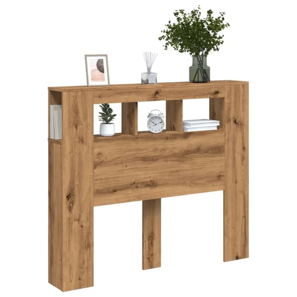 vidaXL Sängynpääty LED-valoilla artesaani tammi 120x18,5x103,5 cm puu