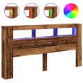 Miniatyrbilde 1 av 2: vidaXL Sengegavl med LED gammelt tre 200x18,5x103,5 cm konstruert tre