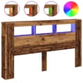 Miniatyrbilde 3 av 11: vidaXL Sengegavl med LED gammelt tre 180x18,5x103,5 cm konstruert tre