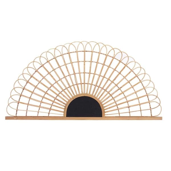Sänggavel Solfjäder Brun Svart Rattan 160 x 80 x 2 cm