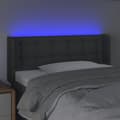 Miniatyrbild 4 av 6: Sänggavel LED mörkgrå 103x16x78/88 cm tyg