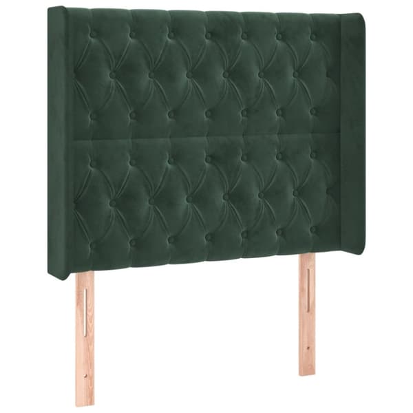 Sänggavel LED mörkgrön 93x16x118/128 cm sammet