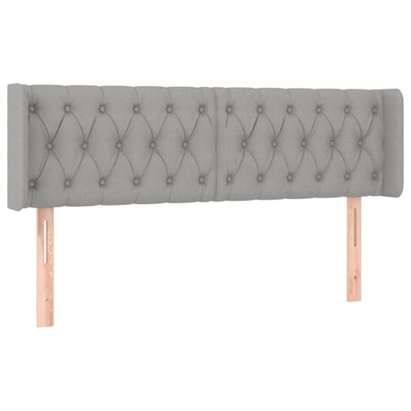 Sänggavel LED ljusgrå 147x16x78/88 cm tyg