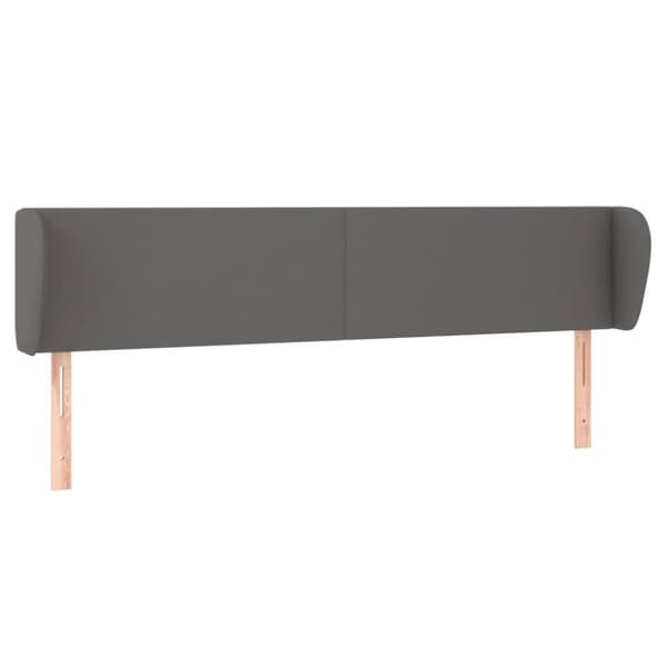 Sänggavel med kanter grå 163x23x78/88 cm konstläder