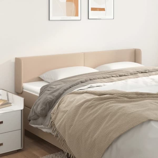Sänggavel med kanter cappuccino 163x16x78/88 cm konstläder