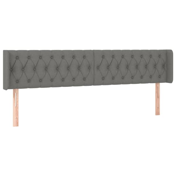 Sänggavel med kanter mörkgrå 203x16x78/88 cm tyg