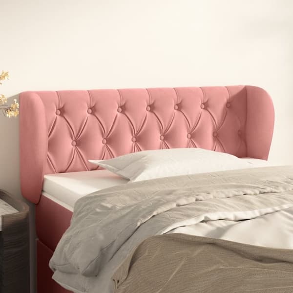 Sänggavel med kanter rosa 83x23x78/88 cm sammet