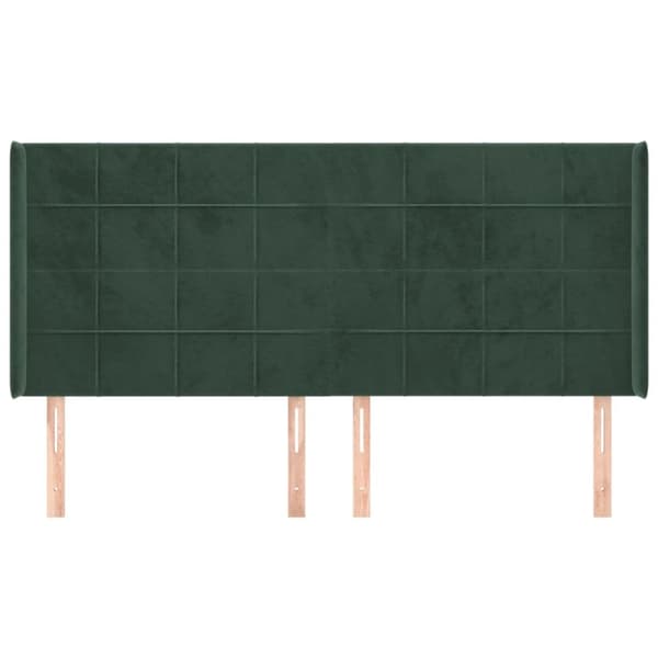 Sänggavel med kanter mörkgrön 183x16x118/128 cm sammet