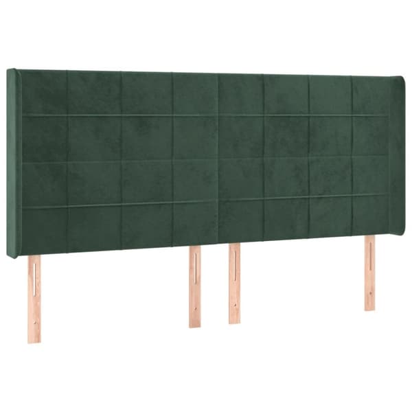 Sänggavel med kanter mörkgrön 183x16x118/128 cm sammet