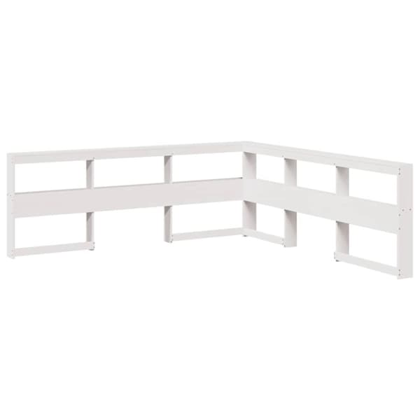 vidaXL Bokhylle sengegavl L-formet hvit 180 cm heltre furu