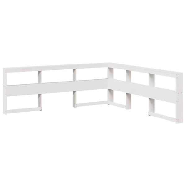 vidaXL Bokhylle sengegavl L-formet hvit 200 cm heltre furu