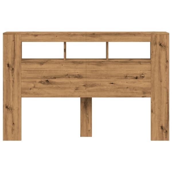 vidaXL sengegavl m. LED-lys 160x18,5x103,5 cm konstrueret træ kunsteg