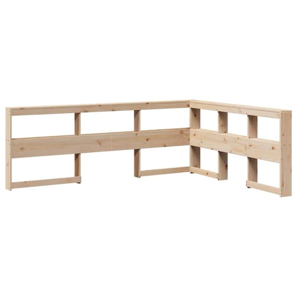 vidaXL Kirjahyllyn pääty L-muotoinen 140 cm massiivipuumäntyä