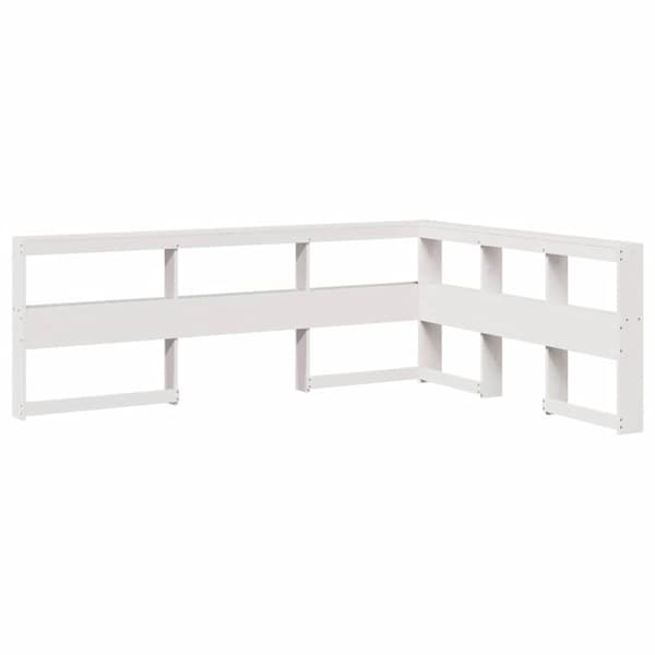 vidaXL Bokhylla sänggavel L-formad vit 135 cm massiv furu
