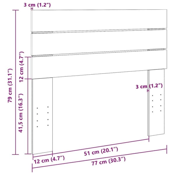 vidaXL hovedgærde 75 cm massivt træ eg