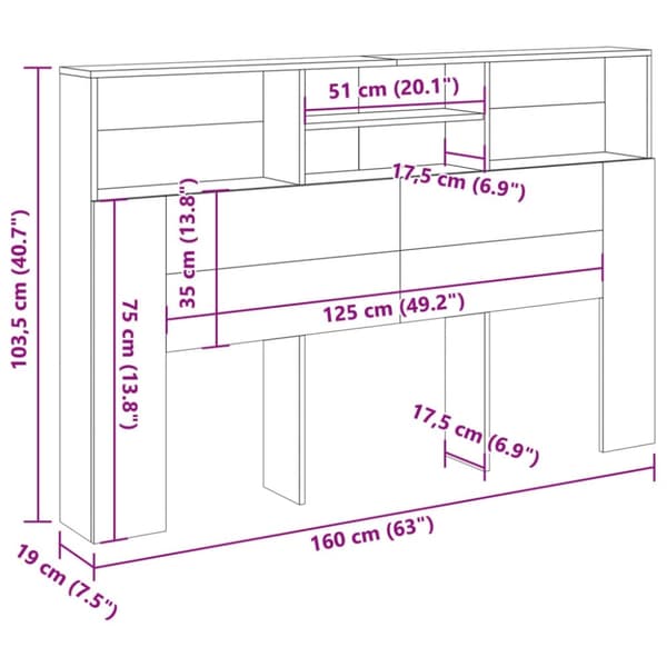 vidaXL Päätylevykaappi vanha puu 160x19x103,5 cm tekninen puu