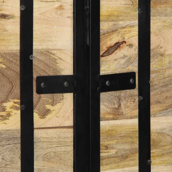 vidaXL sängynpääty 140 cm täysi mangopuu ja rauta