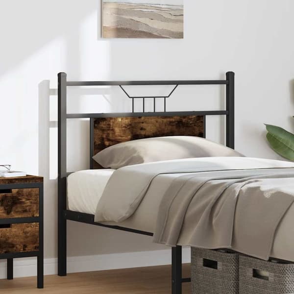 vidaXL Sängynpääty savutammi 75 cm tekninen puu ja teräs