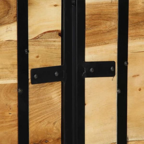 vidaXL sängynpääty 140 cm täysi akasiapuu ja rauta