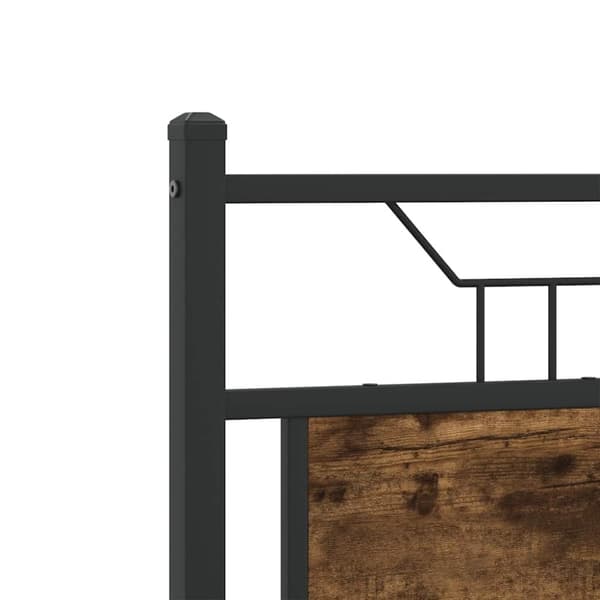 vidaXL Sängynpääty savutammi 120 cm tekninen puu ja teräs